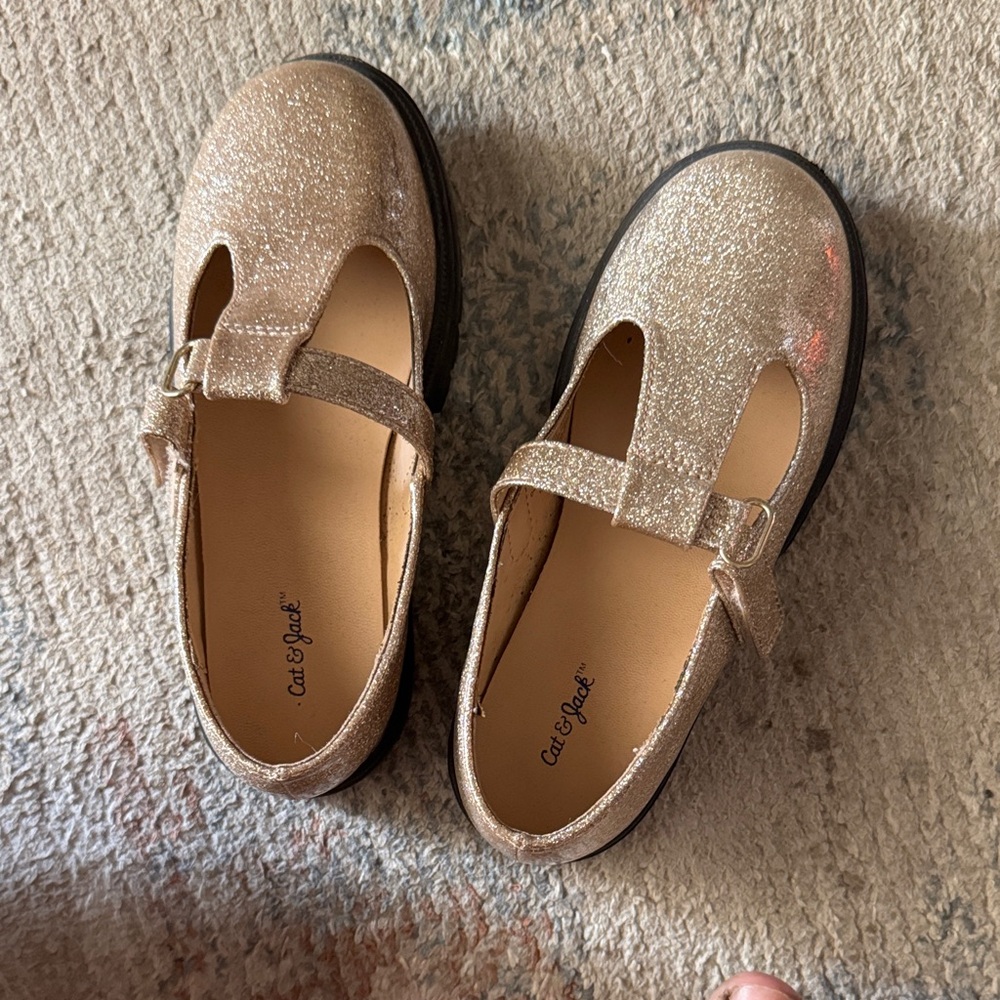 Cat & Jack Girls' Glitter Mary Jane Shoes in Rose Gold